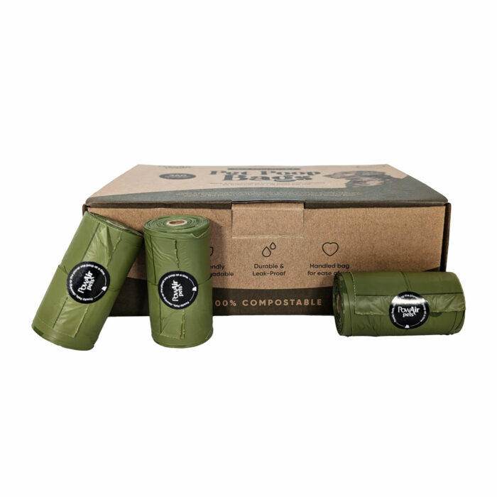 Pet-Poop-Bags in front of the dispenser box